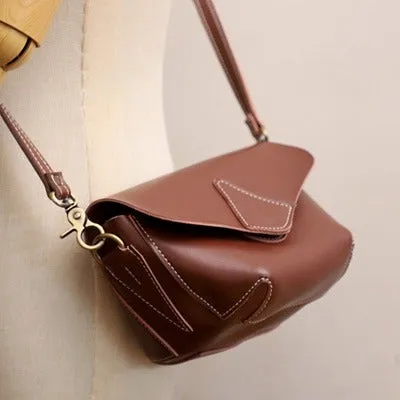 Cute Brown LEATHER WOMEN Small SHOULDER BAG Handmade Small Crossbody Purse FOR WOMEN