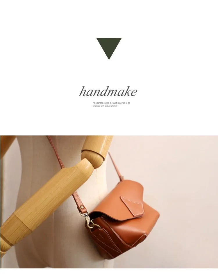 Cute Brown LEATHER WOMEN Small SHOULDER BAG Handmade Small Crossbody Purse FOR WOMEN