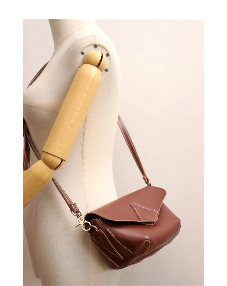 Cute Brown LEATHER WOMEN Small SHOULDER BAG Handmade Small Crossbody Purse FOR WOMEN