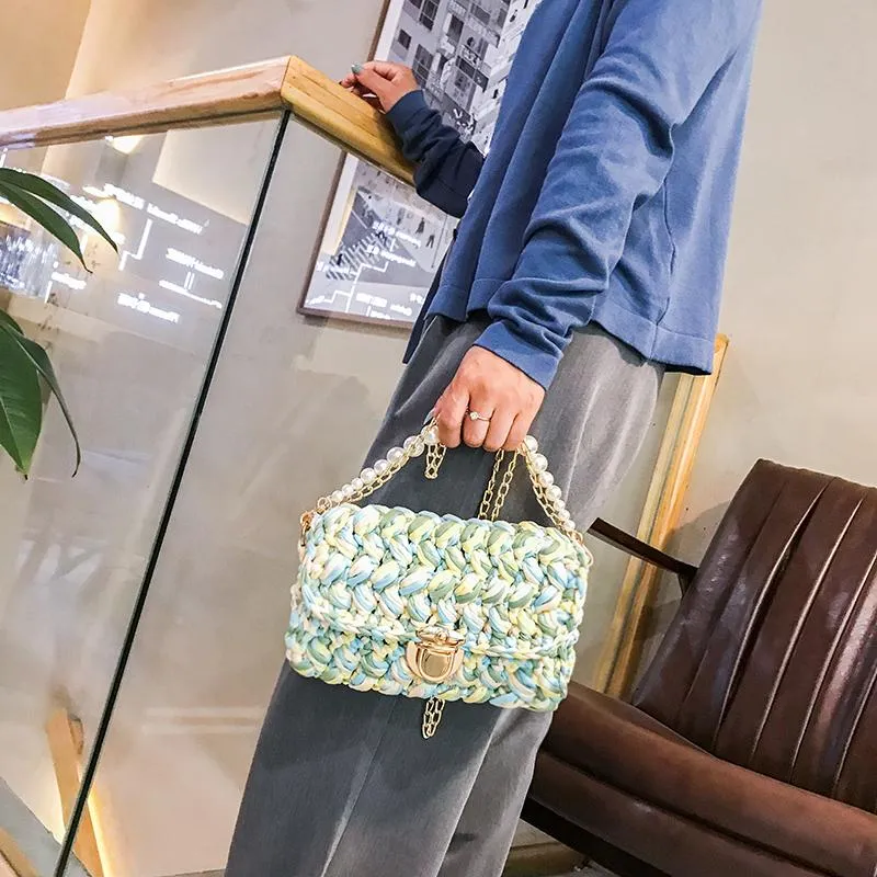 Cute Green Crochet Small Handbag Crossbody Purse Crochet Shoulder Bag for Girl Cute Crochet Purses