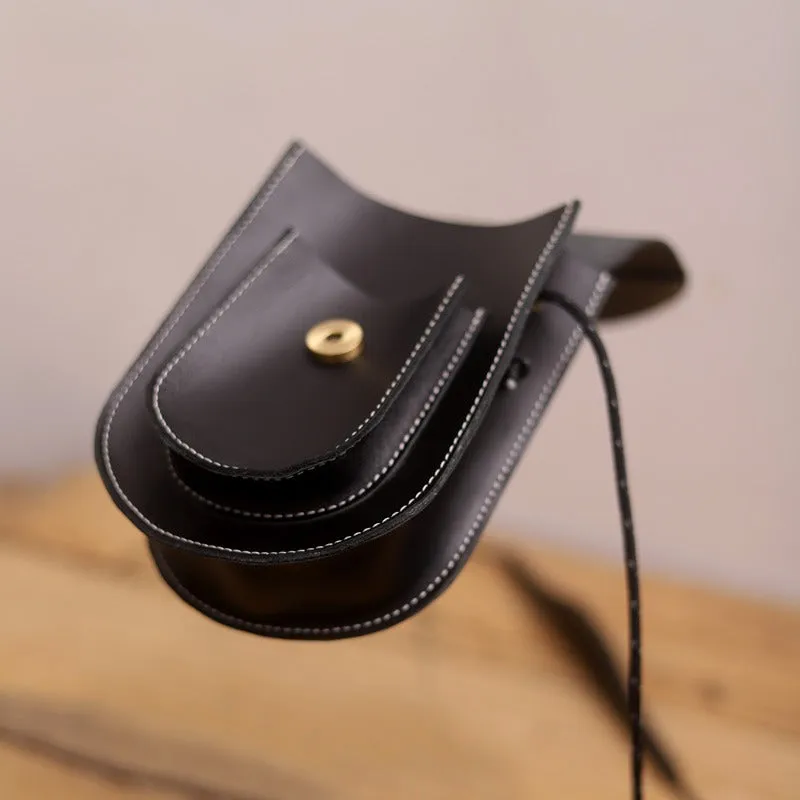 Cute LEATHER Saddle Side Bag WOMEN Brown SHOULDER BAG Small Crossbody Purse FOR WOMEN