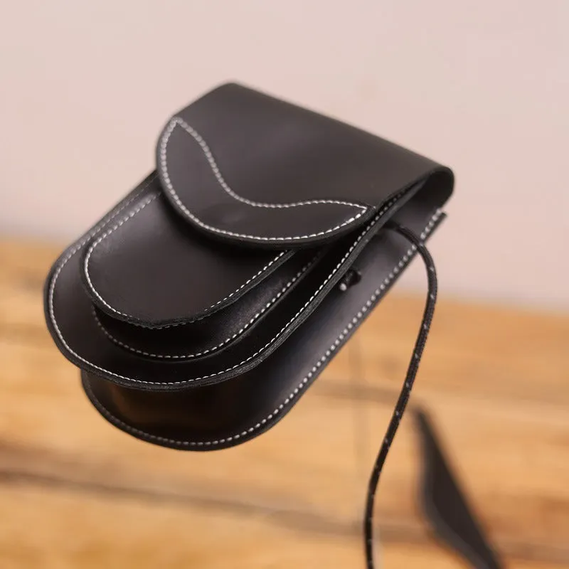 Cute LEATHER Saddle Side Bag WOMEN Brown SHOULDER BAG Small Crossbody Purse FOR WOMEN