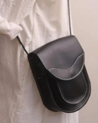 Cute LEATHER Saddle Side Bag WOMEN Brown SHOULDER BAG Small Crossbody Purse FOR WOMEN