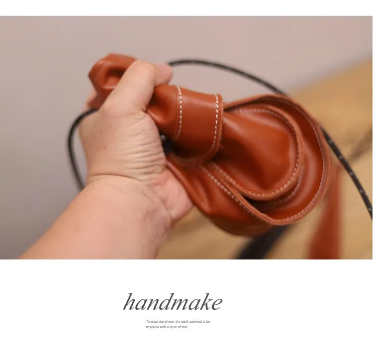 Cute LEATHER Saddle Side Bag WOMEN Brown SHOULDER BAG Small Crossbody Purse FOR WOMEN