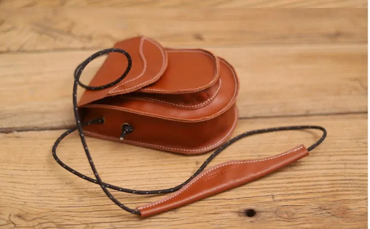 Cute LEATHER Saddle Side Bag WOMEN Brown SHOULDER BAG Small Crossbody Purse FOR WOMEN