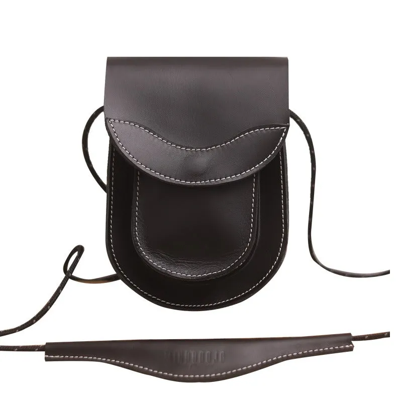 Cute LEATHER Saddle Side Bag WOMEN Brown SHOULDER BAG Small Crossbody Purse FOR WOMEN