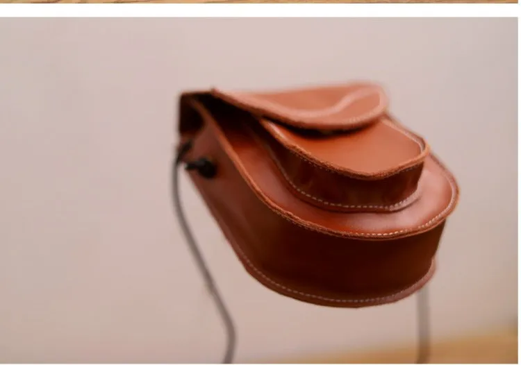 Cute LEATHER Saddle Side Bag WOMEN Brown SHOULDER BAG Small Crossbody Purse FOR WOMEN