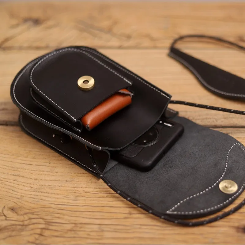 Cute LEATHER Saddle Side Bag WOMEN Brown SHOULDER BAG Small Crossbody Purse FOR WOMEN