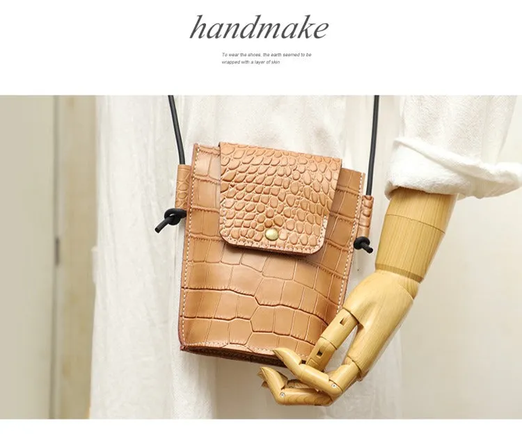Cute LEATHER Small Side Bag Black Crocodile WOMEN Crossbody BAG Purse FOR WOMEN