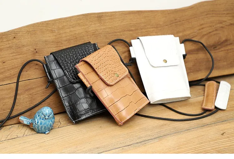 Cute LEATHER Small Side Bag Black Crocodile WOMEN Crossbody BAG Purse FOR WOMEN