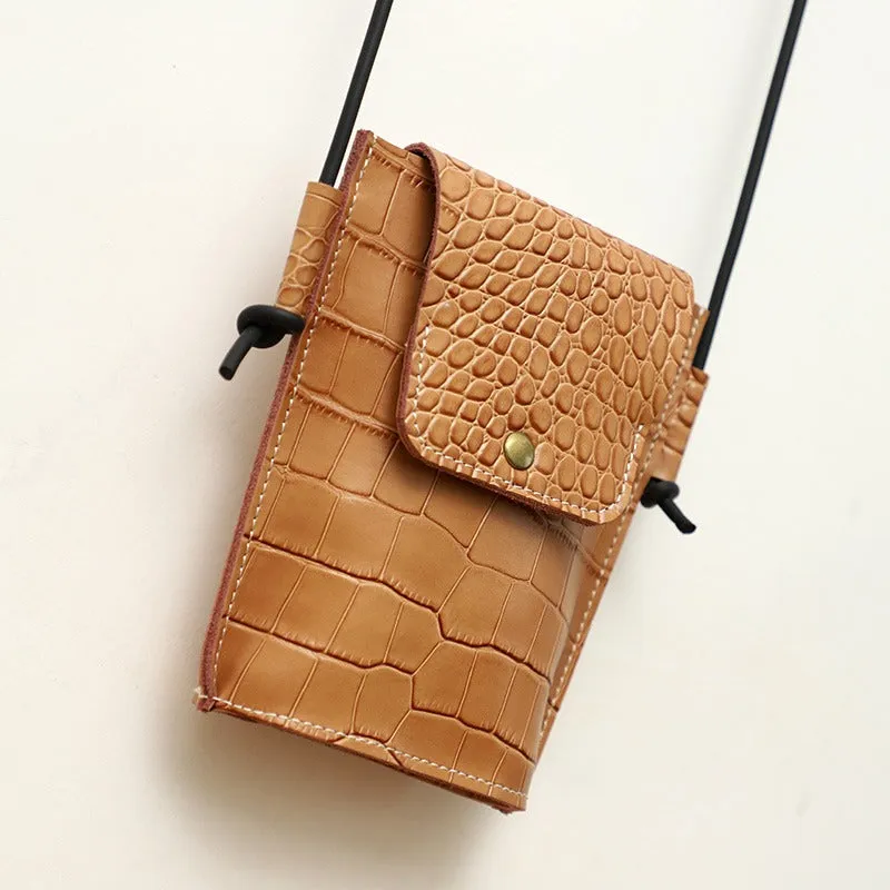 Cute LEATHER Small Side Bag Black Crocodile WOMEN Crossbody BAG Purse FOR WOMEN