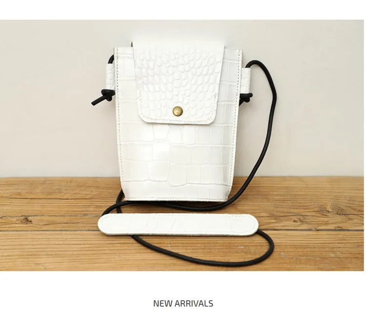 Cute LEATHER Small Side Bag Black Crocodile WOMEN Crossbody BAG Purse FOR WOMEN