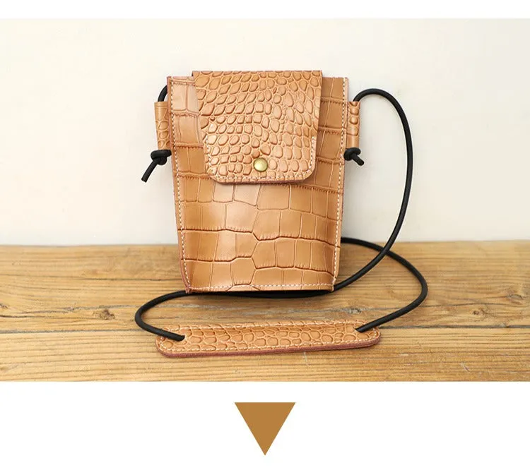 Cute LEATHER Small Side Bag Black Crocodile WOMEN Crossbody BAG Purse FOR WOMEN