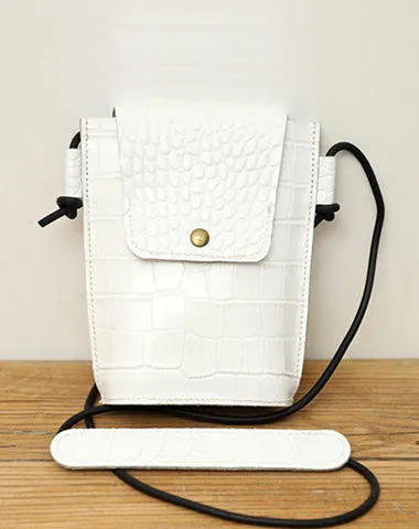 Cute LEATHER Small Side Bag Black Crocodile WOMEN Crossbody BAG Purse FOR WOMEN