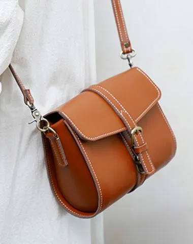Cute LEATHER Small Side Bag Brown WOMEN SHOULDER BAG Small Crossbody Purse FOR WOMEN