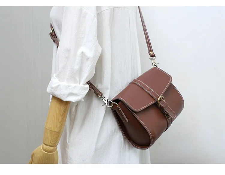 Cute LEATHER Small Side Bag Brown WOMEN SHOULDER BAG Small Crossbody Purse FOR WOMEN