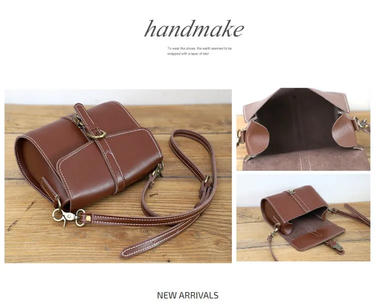 Cute LEATHER Small Side Bag Brown WOMEN SHOULDER BAG Small Crossbody Purse FOR WOMEN