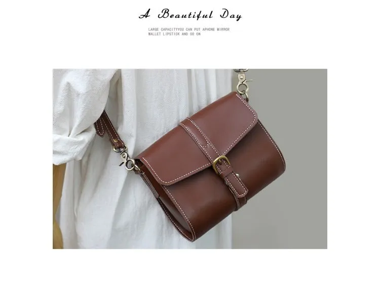 Cute LEATHER Small Side Bag Brown WOMEN SHOULDER BAG Small Crossbody Purse FOR WOMEN