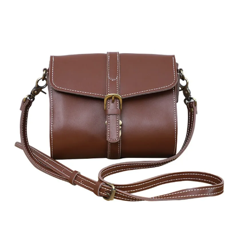 Cute LEATHER Small Side Bag Brown WOMEN SHOULDER BAG Small Crossbody Purse FOR WOMEN