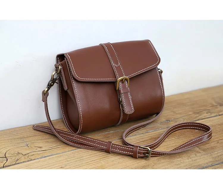 Cute LEATHER Small Side Bag Brown WOMEN SHOULDER BAG Small Crossbody Purse FOR WOMEN