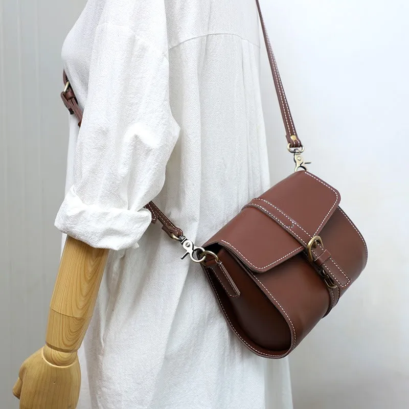 Cute LEATHER Small Side Bag Brown WOMEN SHOULDER BAG Small Crossbody Purse FOR WOMEN