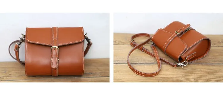 Cute LEATHER Small Side Bag Brown WOMEN SHOULDER BAG Small Crossbody Purse FOR WOMEN