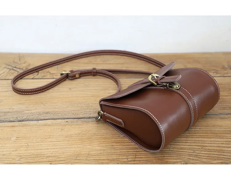 Cute LEATHER Small Side Bag Brown WOMEN SHOULDER BAG Small Crossbody Purse FOR WOMEN