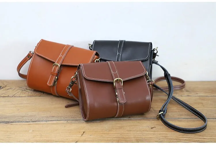 Cute LEATHER Small Side Bag Brown WOMEN SHOULDER BAG Small Crossbody Purse FOR WOMEN