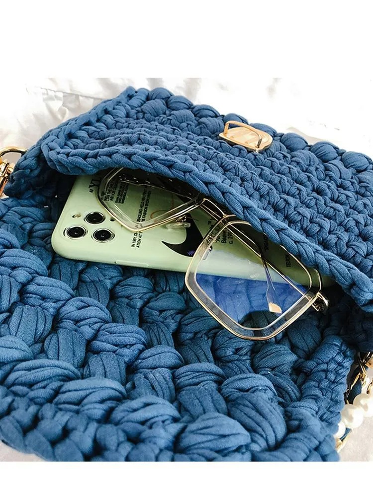 Cute Pink Crochet Small Handbag Crossbody Purse Crochet Shoulder Bag for Girl Cute Crochet Purses