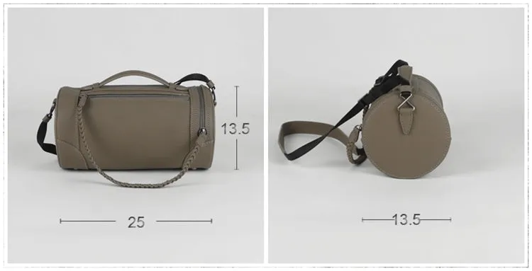 Cute Womens Black Coffee Leather Bucket Shoulder Purse Barrel Crossbody Bag Purse for Ladies