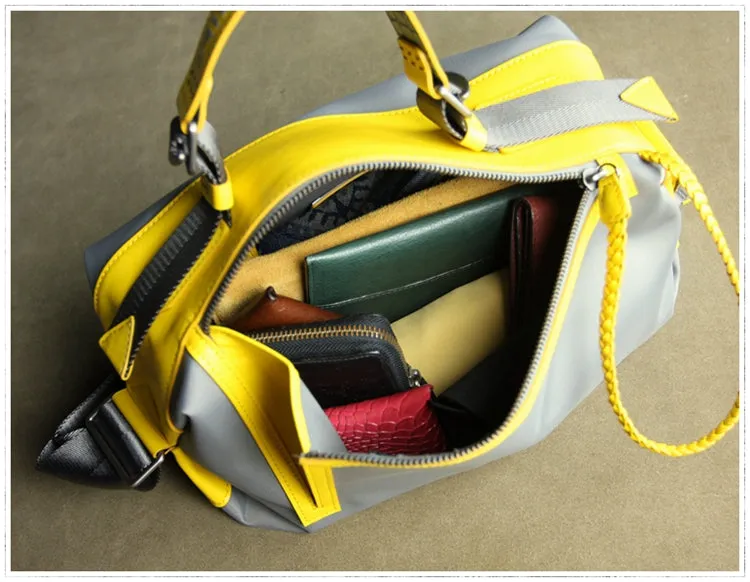 Cute Womens Coffee NYLON Handbag Purse Cube NYLON Shoulder Bag Crossbody Purse for Ladies