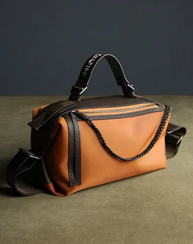 Cute Womens Coffee NYLON Handbag Purse Cube NYLON Shoulder Bag Crossbody Purse for Ladies