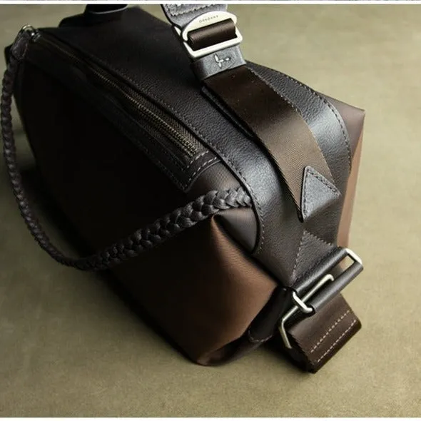 Cute Womens Coffee NYLON Handbag Purse Cube NYLON Shoulder Bag Crossbody Purse for Ladies