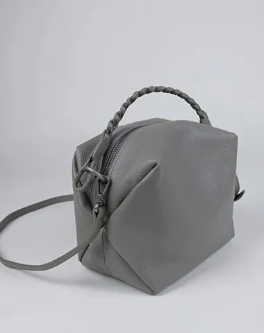 Cute Womens Dark Blue Leather Handbag Purse Cube Leather Shoulder Bag Crossbody Purse for Ladies
