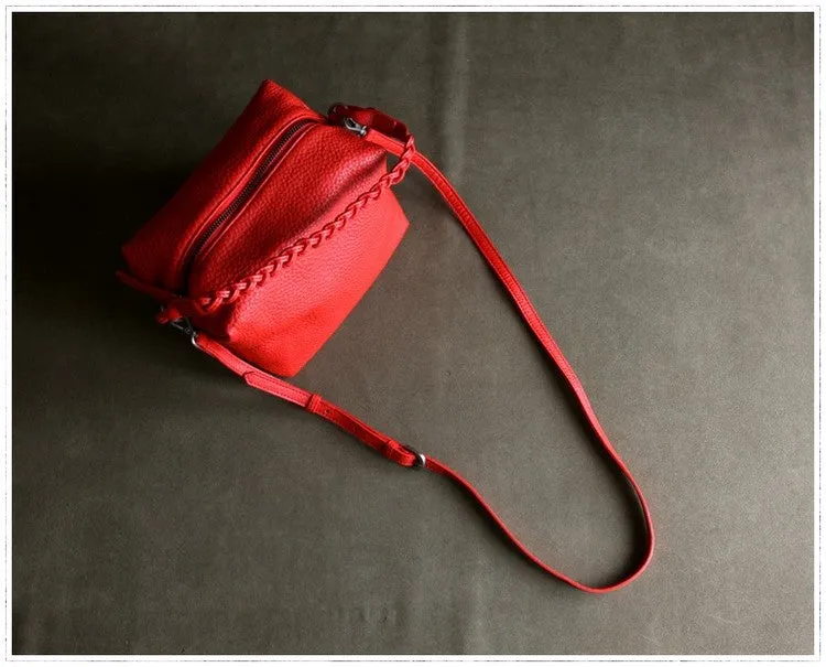 Cute Womens Dark Blue Leather Handbag Purse Cube Leather Shoulder Bag Crossbody Purse for Ladies