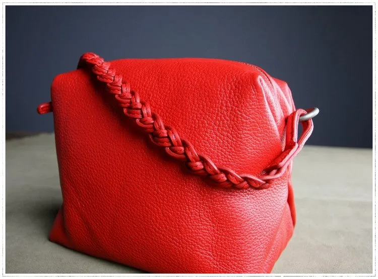Cute Womens Dark Blue Leather Handbag Purse Cube Leather Shoulder Bag Crossbody Purse for Ladies