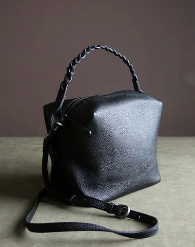 Cute Womens Dark Blue Leather Handbag Purse Cube Leather Shoulder Bag Crossbody Purse for Ladies