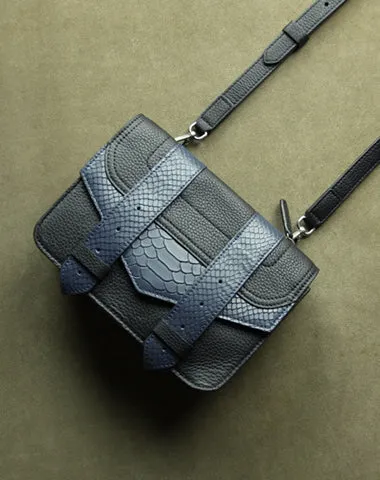 Cute Womens Gray&Orange Leather Shoulder Purse Small Leather Shoulder Bag Crossbody Purse for Ladies