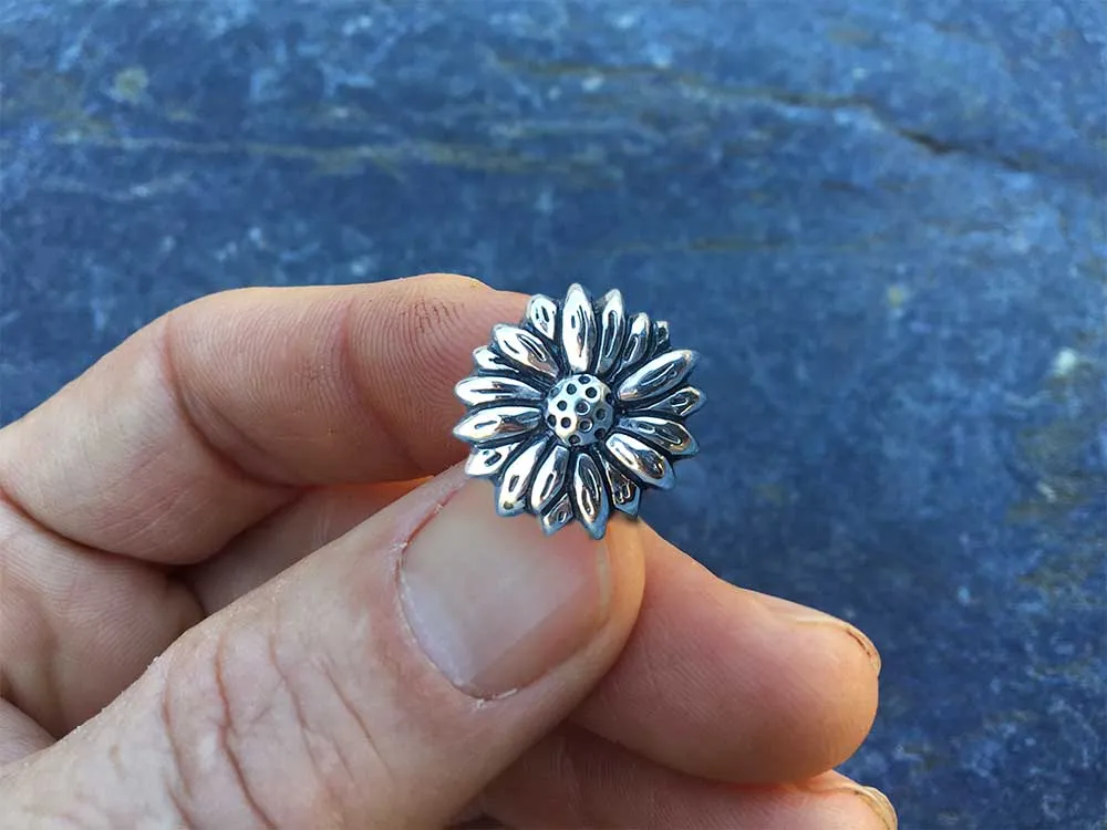 Daisy Flower Tie Tack or Daisy Flower Tie Bar / Tie Clip Sterling Silver