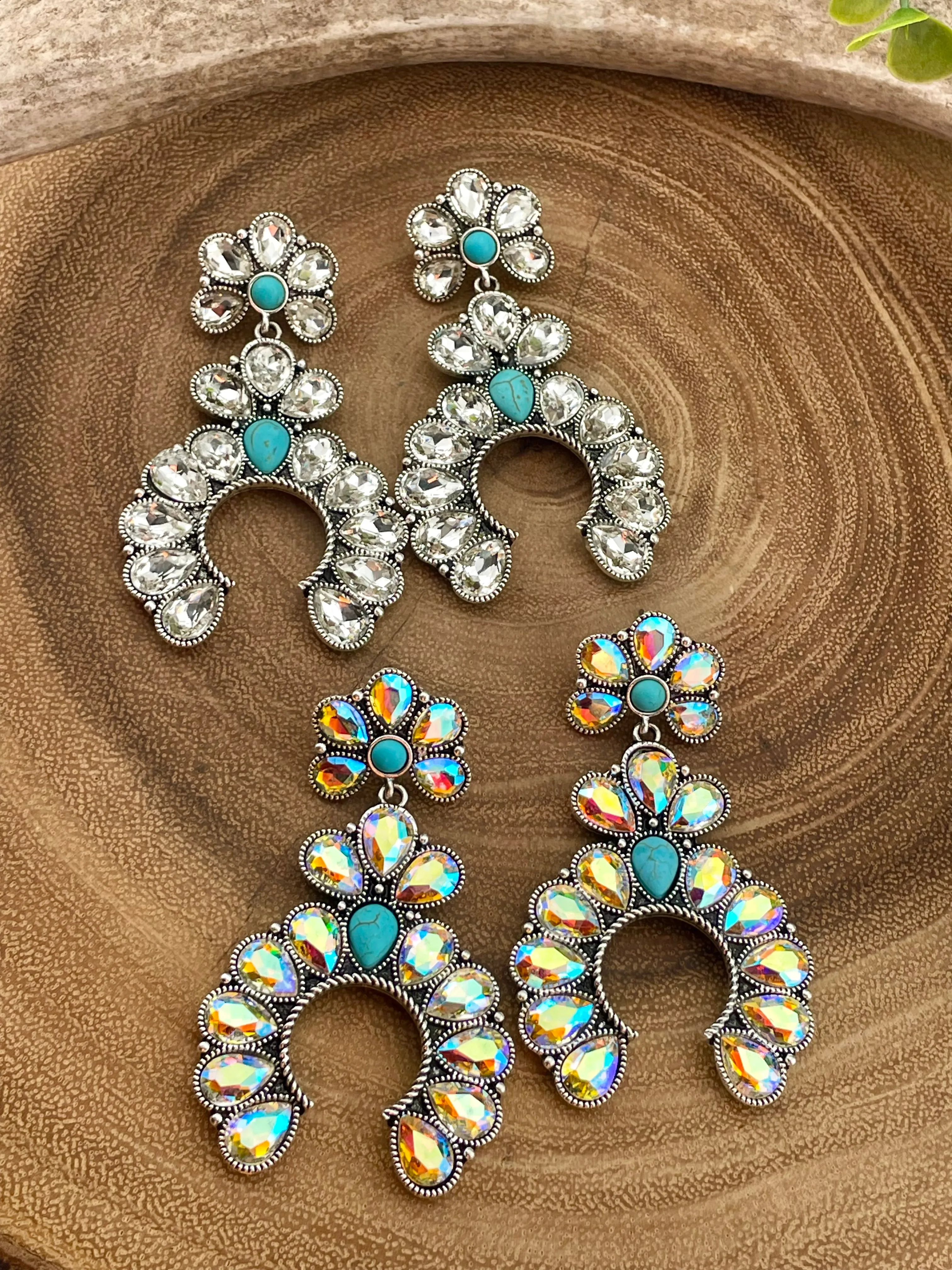 Daisy Naja Fashion Rhinestone Earrings - Turquoise