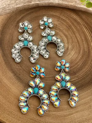 Daisy Naja Fashion Rhinestone Earrings - Turquoise