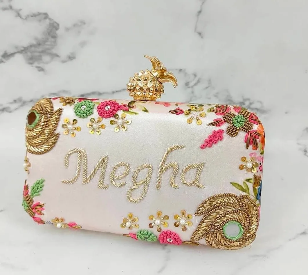 Designer White Party Clutch