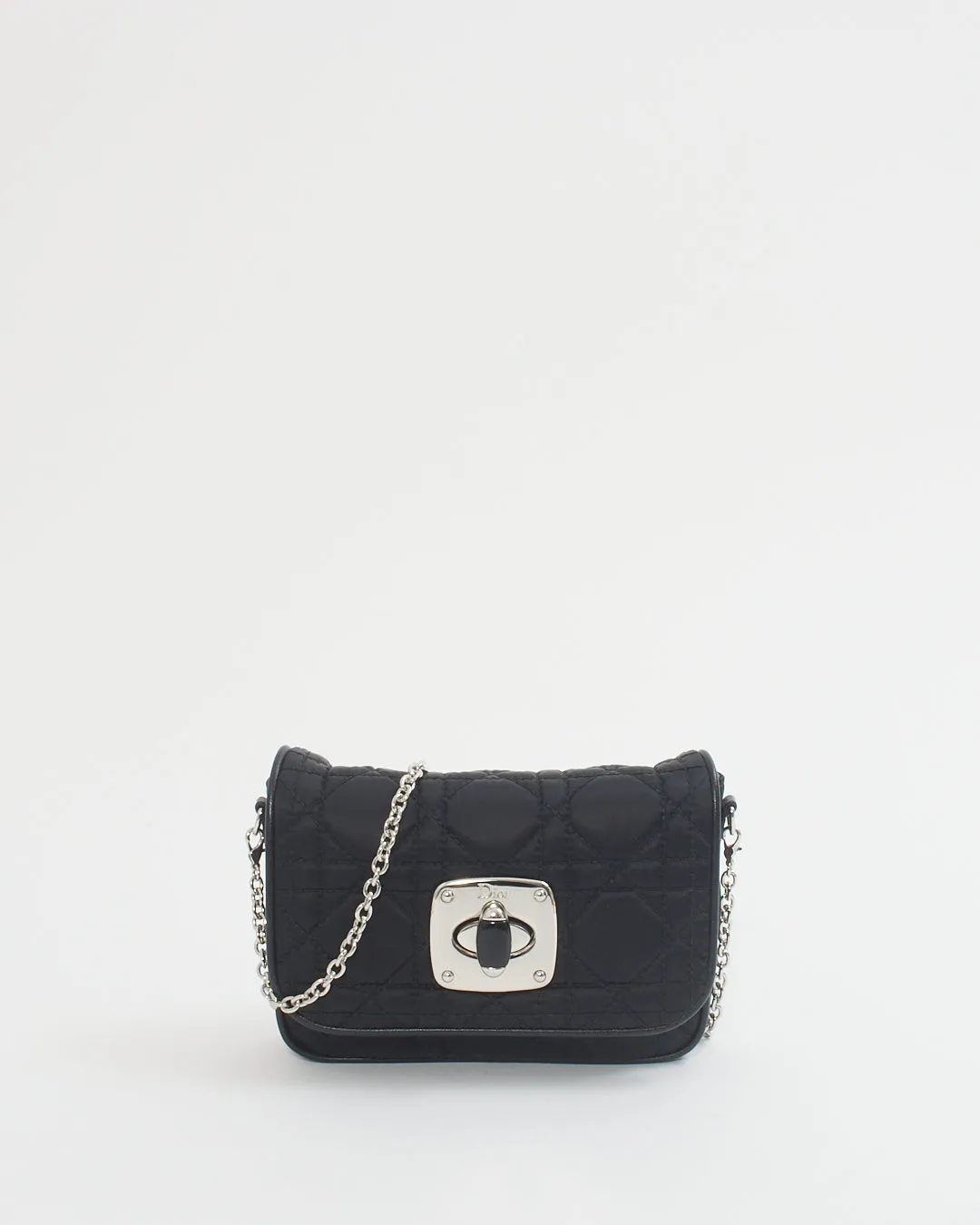 Dior Black Satin Cannage Crossbody Bag