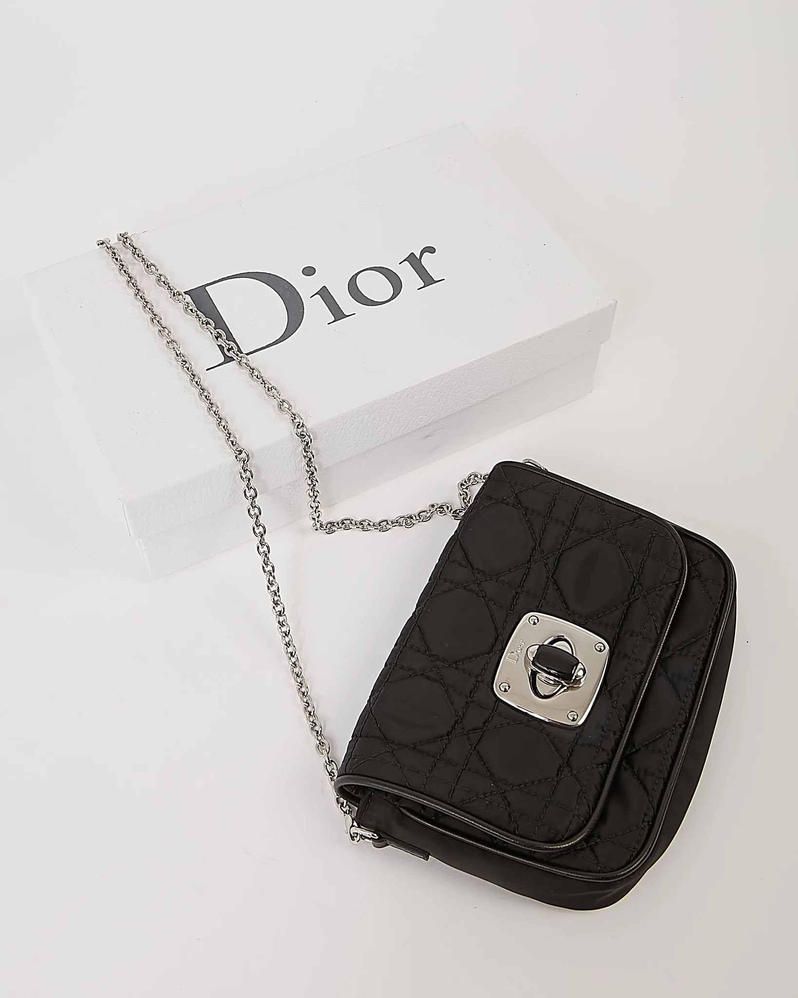 Dior Black Satin Cannage Crossbody Bag
