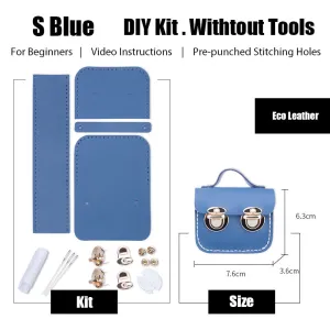 DIY Leather AirPods Case Kits DIY Leather Mini Satchel Bag Kit DIY Blue Leather Projects DIY Leather Pouch Kit