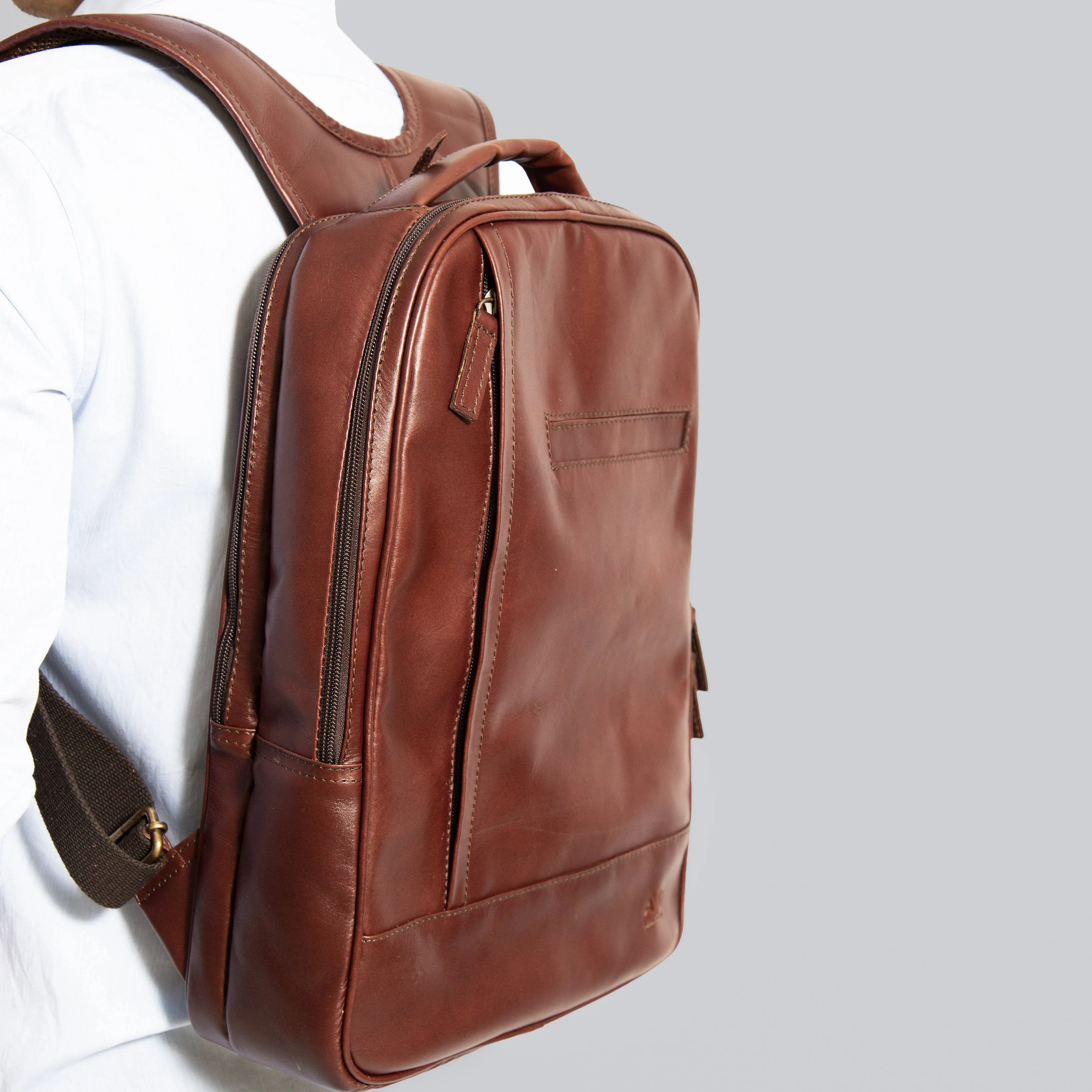 Double compartment backpack  in Dark Wine Leather