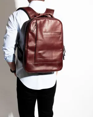 Double compartment backpack  in Dark Wine Leather
