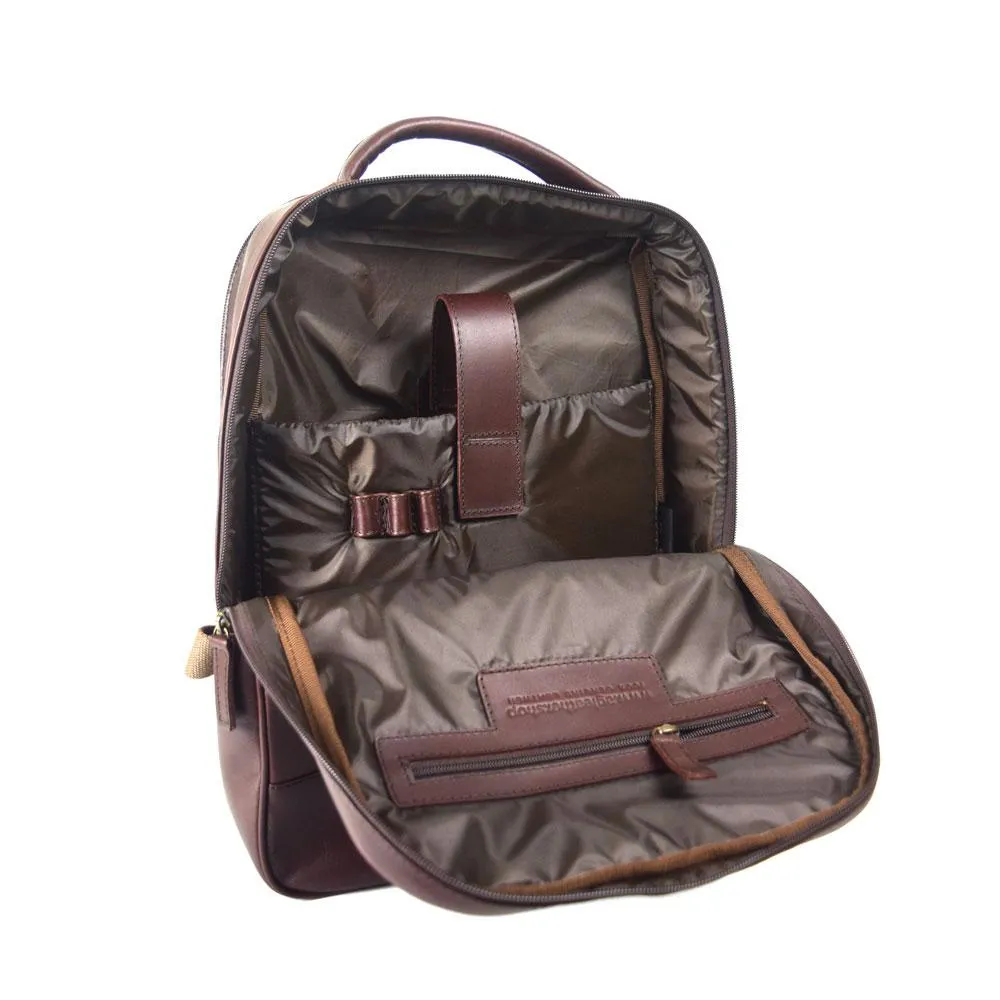 Double compartment backpack  in Dark Wine Leather