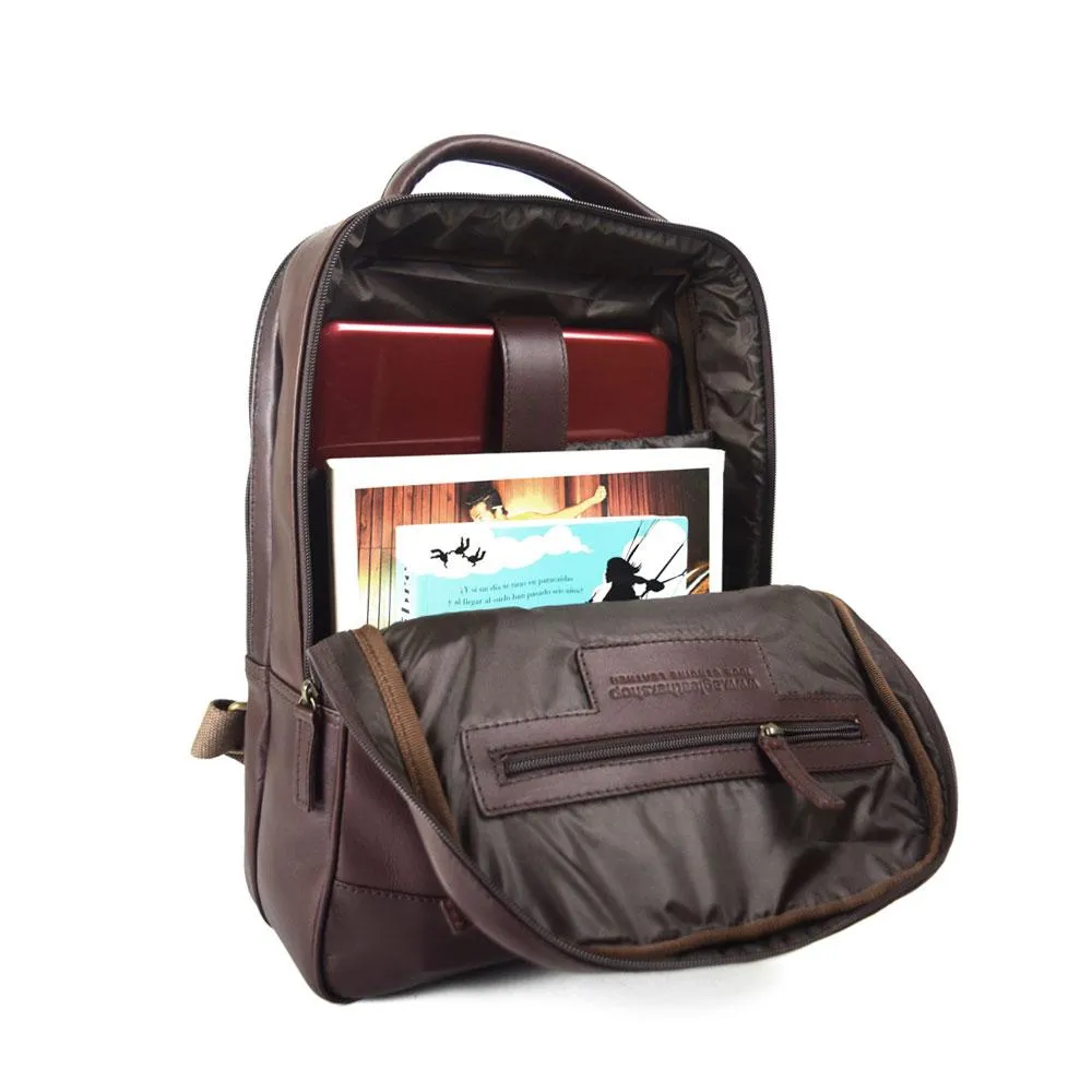Double compartment backpack  in Dark Wine Leather