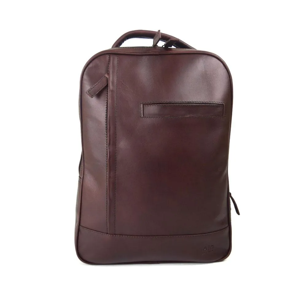 Double compartment backpack  in Dark Wine Leather